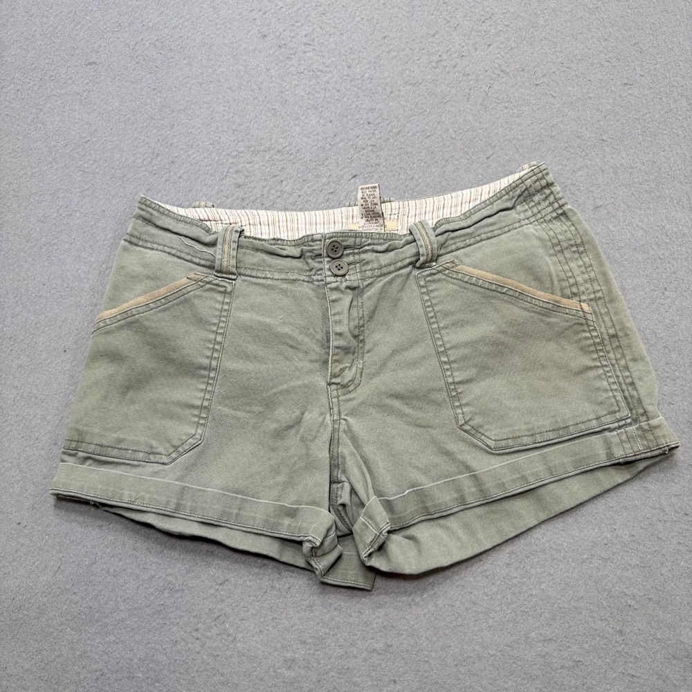 Urban Life Cargo Shorts Women's 11/12 Olive Green Cuffed Cotton Utility Workwear
